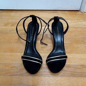 Charles & Keith Black and Silver Strappy Heels